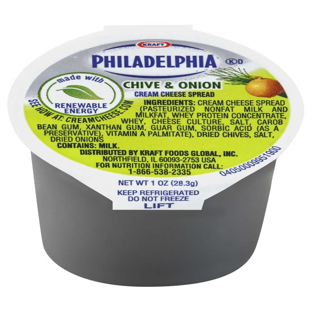 Philadelphia, Cream Cheese Spread, 1 Ounce, Chive and Onion Flavor