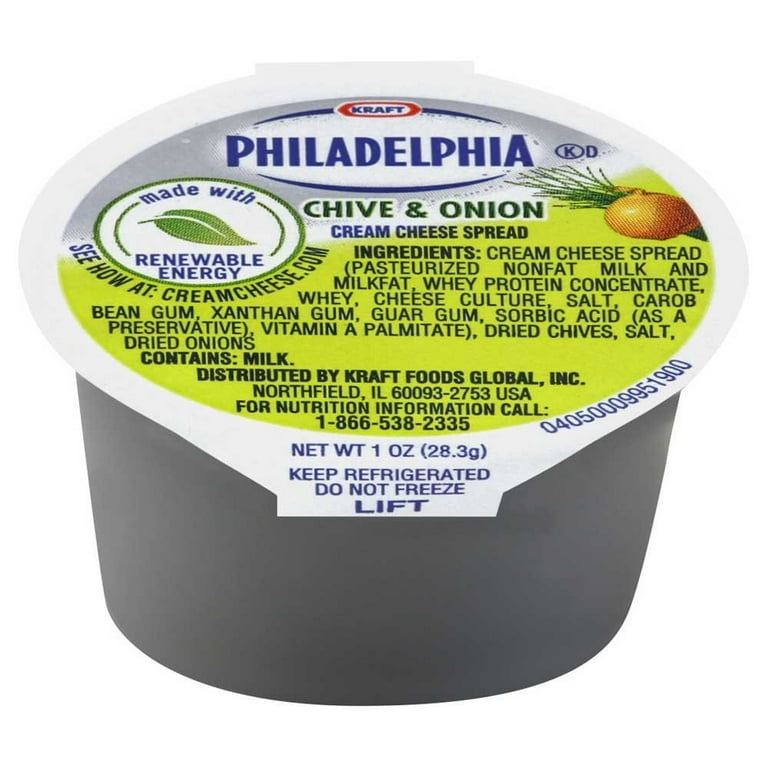 Kraft Philadelphia Chive and Onion Cream Cheese - Cup, 1 Ounce
