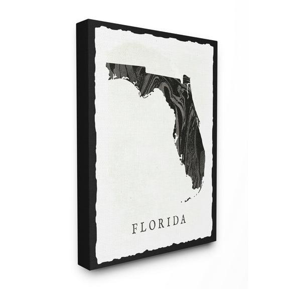 The Stupell Home Decor Collection Black and Grey Marbled Paper Florida State Silhouette XXL Stretched Canvas Wall Art, 30 x 1.5 x 40