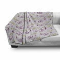 thumbnail image 3 of Orchids Soft Flannel Fleece Throw Blanket, Blooms with Purple Dots Patches Tropical Stems Wedding Theme, Cozy Plush for Indoor and Outdoor Use, 70" x 90", Olive Green Pale Mauve, by Ambesonne, 3 of 6