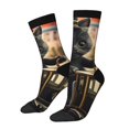thumbnail image 1 of Bingfone Adorable Kitten On Mini Train Print Compression Socks for Women and Men Long Socks for Running Athletic Cycling Nurse, 1 of 6
