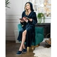 thumbnail image 5 of Lotus Linen Women’s Cozy Plush Hooded Robe - Warm Long Fleece Bathrobe, Navy XL/XXL, 5 of 10