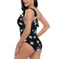 thumbnail image 4 of Sikiie Daisies Flowers Print Women One Piece Swimsuits Tummy Control One Shoulder Bathing Suits Ruffle Swimwear, From S to XXL-XX-Large, 4 of 6