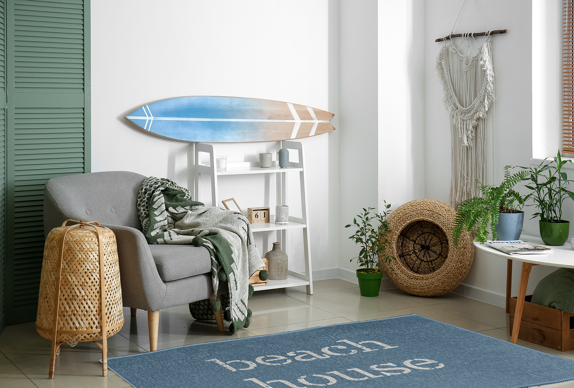 Simply Daisy 4' x 6' Beach House Nautical Chenille Rug, Dusty Smoke