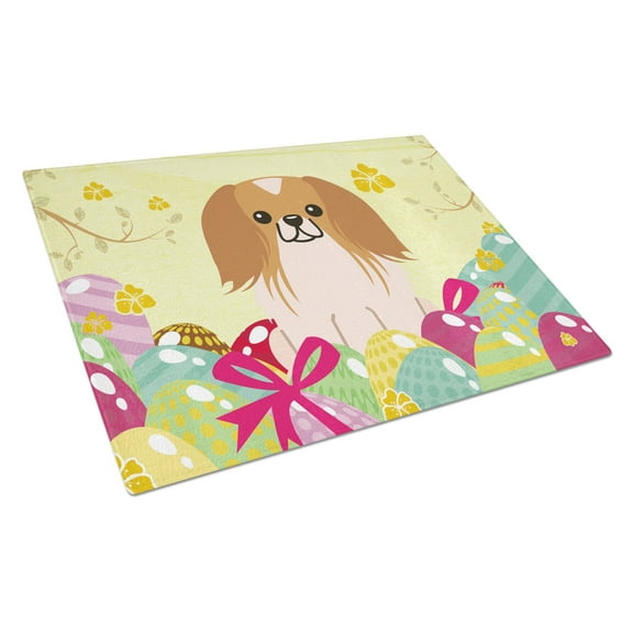 Carolines Treasures BB6103LCB Easter Eggs Pekingese Red White Glass Cutting Board Large 12H x 16W multicolor