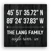 Personalized Latitude and Longitude Gray Canvas in various colors and sizes