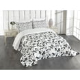 thumbnail image 3 of Ambesonne East Quilted Bedspread Set 3 Pcs, Sakura Blooom Silhouette, King Size, Black White, 3 of 5