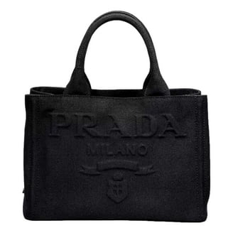 New Prada Vitello Phenix Black Leather Embossed Logo Hobo Tote Bag