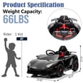thumbnail image 5 of NEECHIPRO Lamborghini 12V Electric Powered Ride on Car for Kids, with Remote Control, MP3 Player, Black, 5 of 6
