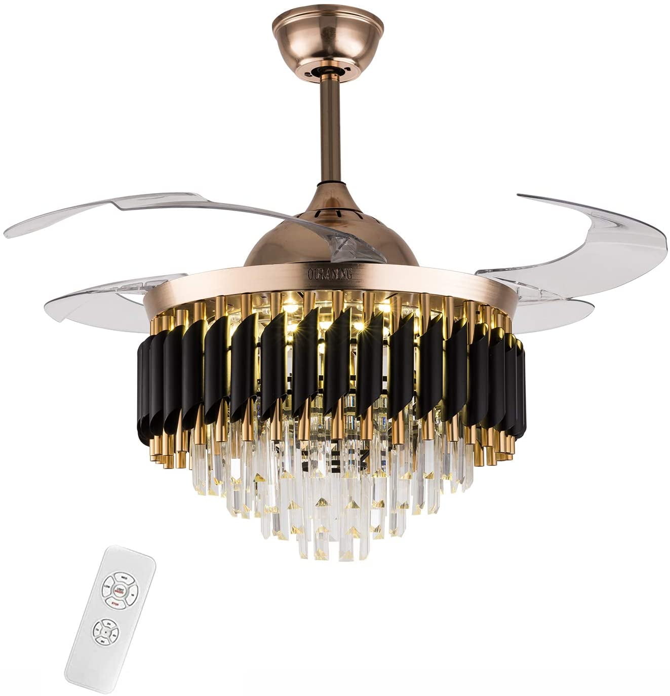 Details about   Crystal Ceiling Fan Chandelier LED Light Remote Control 3 Speed Modern Style TOP 