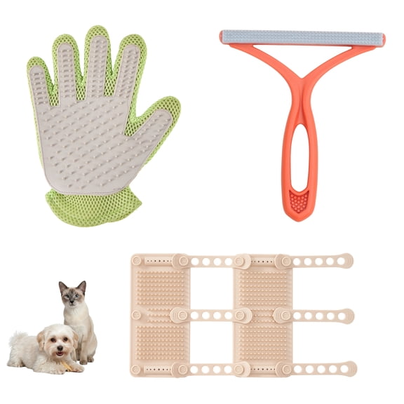 Petpals 3 in 1 Pet Hair removal Tool Kit-Anywhere Massager, 2 in 1 Grooming Glove and Brush for Cleaning