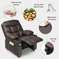 thumbnail image 5 of Infans Kids Youth Recliner Chair PU Leather w/Cup Holders & Side Pockets Brown, 5 of 7