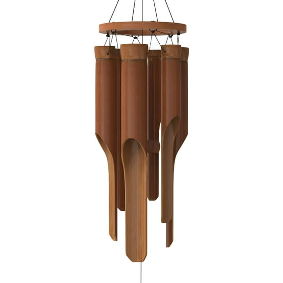 LAMIRO Classic Bamboo Wind Chimes - Outside Outdoor Wood Wooden Windchimes,Medium,Handcrafted with Calming Deep Tones,Ideal Home Decor or Gift for Any Occasion
