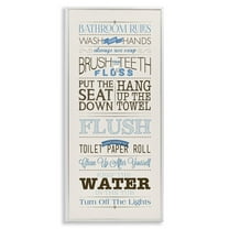 Stupell Industries Rules Blue and Black Print Bathroom, 13 x 30,Design by Stephanie Workman Marrott