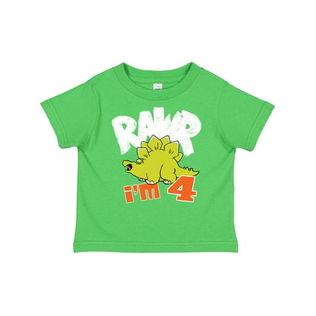 

Inktastic RAWR I m 4! Baby Stegosaurus Gift Toddler Boy or Toddler Girl T-Shirt