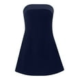 thumbnail image 5 of BiZtdJrK Women's Velvet Tube Top Dress Strapless Bodycon A-Line Mini Dress Off The Shoulder Backless Party Club Dresses Navy XL Lightning Sales of Today Prime, 5 of 9