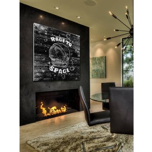 Race to Space Painting Print on White Wood