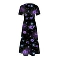 thumbnail image 4 of Robes d'Été Grande Taille pour Femmes 2024 Manches Courtes Col Rond Ample Imprimé Couleur Longue Robe Économisez jusqu'à 65 %!, 4 of 4