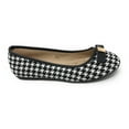 thumbnail image 3 of Women’s Black and White Houndstooth Ballerina Flats with Bow – Round Toe Slip-On Dress Shoes – Comfortable Casual Everyday Flats for Work, Office, Travel, or Evening Wear, 3 of 5