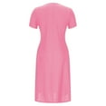 thumbnail image 6 of Summer Ladies Short Sleeved Pink Dresses Crew Neck Solid Color Button-up Pocket Plus Size Up to 65% off!, 6 of 7