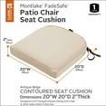 thumbnail image 4 of Classic Accessories Montlake FadeSafe Water-Resistant Contoured Patio Dining Seat Cushion, 20 x 20 x 2 inch, Antique Beige, 4 of 21