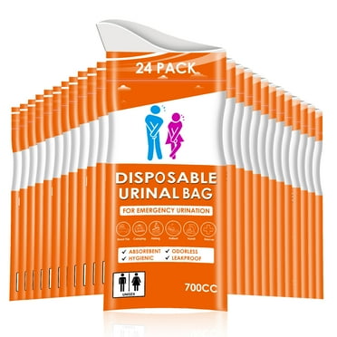 24PCS Disposable Urine Bags, GuardWee 700ML Unisex Urine Bags for Travel, Emergency Vomit Bags/Pee Bag for Car, Long Trip, Road Trip, Travel Urinals for Men/Women - Camping Essentials Portable Toilet