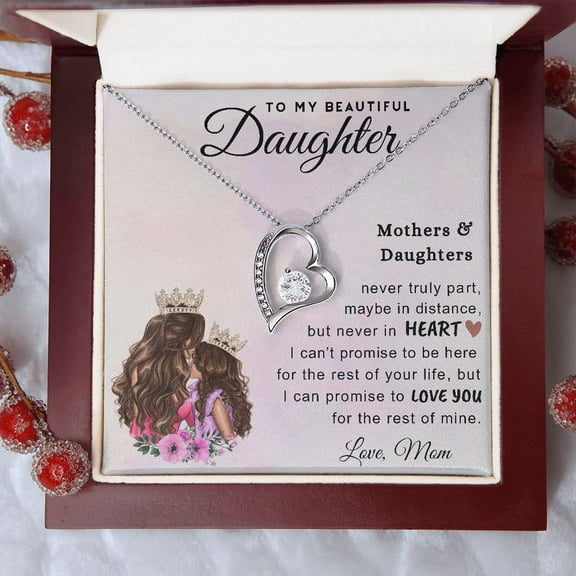 To My Beautiful Daughter From Mom, Proud Of You, Forever Love Necklace, White Forever Love Necklace