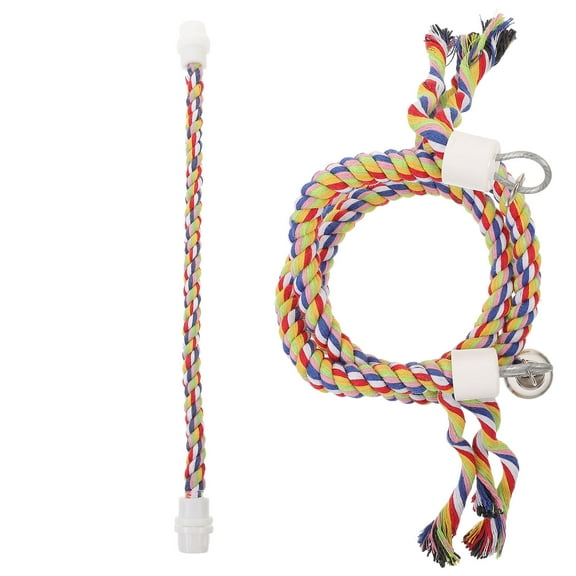 Niceauty Parrot Standing Toy Bird Rope Perch Metal Swing 2Pcs