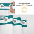 thumbnail image 2 of No Hook Shower Curtain with Snap in Liner, Anchor Teal White Stripe Country Waterproof Bath Curtain Double Layers with See Through Top Window, Nautical Modern Stripes Hotel Shower Curtains 36x72in, 2 of 9
