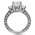 thumbnail image 4 of HeartsAndYou 2.5ct Round Cut Moissanite Vintage Inspired Trilogy Engagement Ring for Women 18k White Gold over Silver, 4 of 9