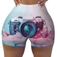 thumbnail image 2 of Goofa Vintage Camera Splash Art Printed Workout Shorts Women Seamless Scrunch Butt Lifting High Waisted Gym Booty Shorts Elastic Workout Shorts-Medium, 2 of 8