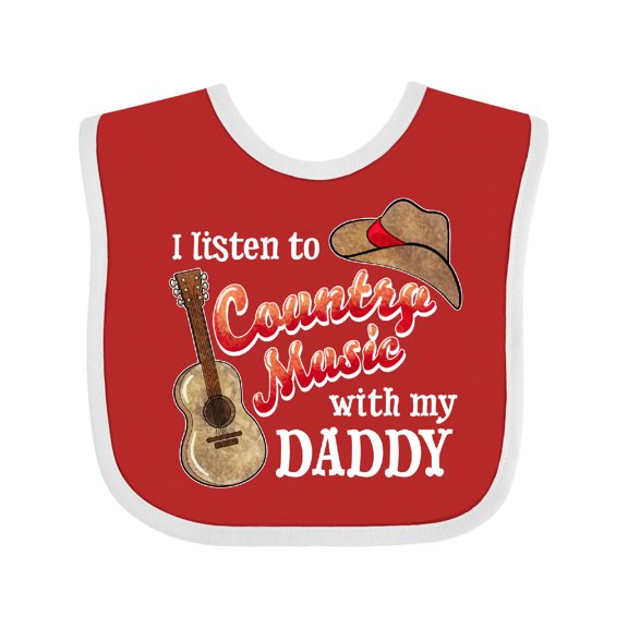 Inktastic I Listen to Country Music with My Daddy Guitar and Hat Boys or Girls Baby Bib