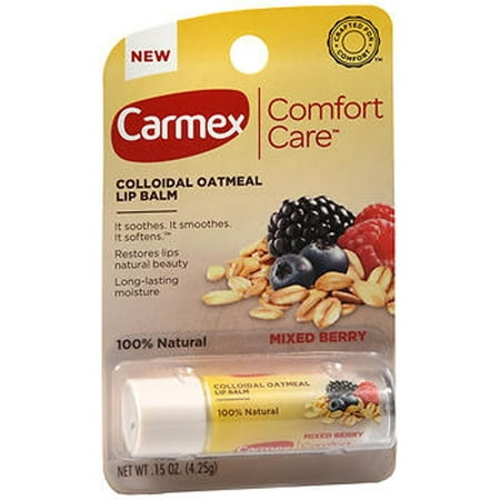 Carmex Comfort Care Colloidal Oatmeal Lip Balm Mixed Berry .15 Oz tubes
