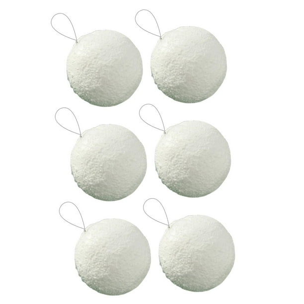 6 bolas navideñas, adornos navideños, bolas de nieve, colgantes blancos, adornos navideños 4 cm