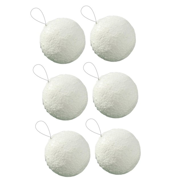 6 bolas navideñas blancas con cuerda para decorar, hogar y fiestas. 4 cm
