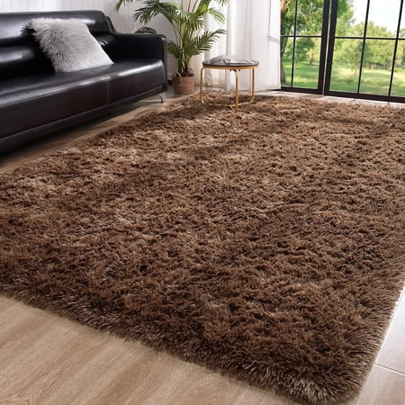 Condition photo showing Good Condition for Softlife Soft Rug Living Room Fluffy Rugs for Dorm Room Cute Plush Carpet Bedroom 9 x 12 Brown