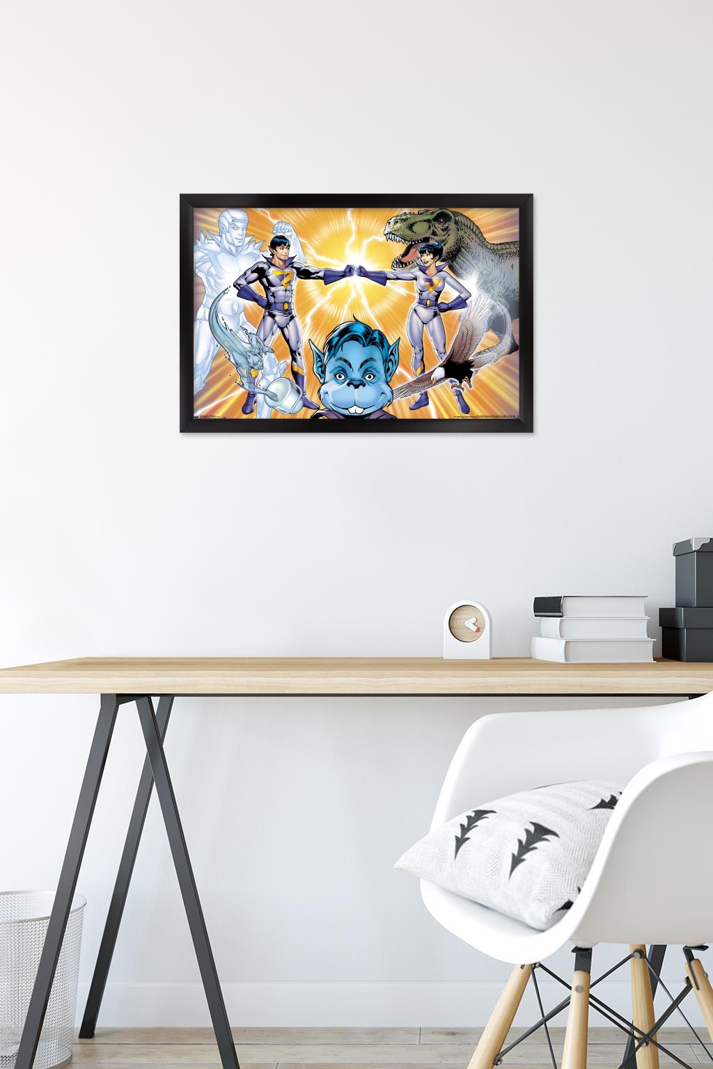 DC Comics TV - Super Friends - Wonder Twins Wall Poster, 14.725" x 22.375", Framed