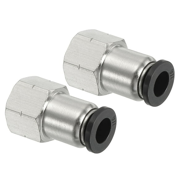 Uxcell Female Straight 1/4" Tubing OD x 1/8" NPT Thread Push to Connect Fittings 2 Pack