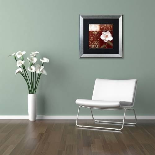 "Flores Blancas IV" Canvas Art by Color Bakery Black Matte, Silver Frame