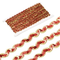 Uxcell 15 Yards Sequins Beaded Lace Trim 0.4 inch Braid Trim Strip for Crafts, Embellishments, Costume, Gold Red