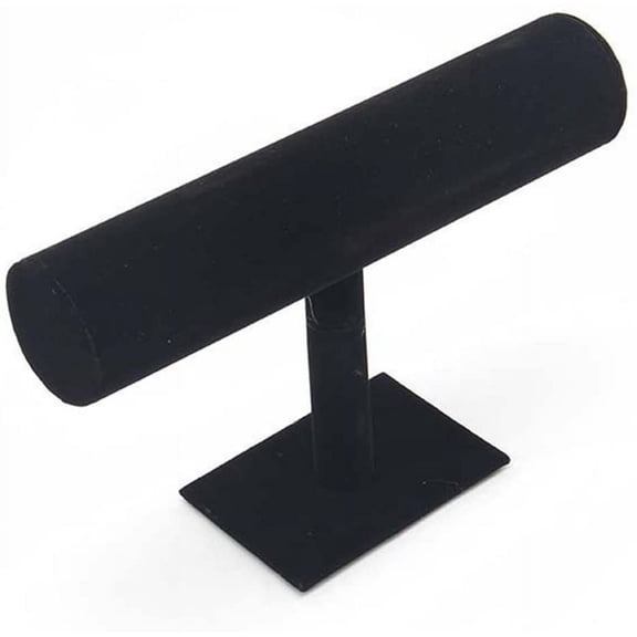 Jewelry Display T Stand Velvet Bracelet Holder for Retail Store Showcase Tower Support Hair Band Organizer Black