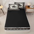 thumbnail image 4 of jejeloiu Cowboy Horse Star Pattern Zipper Twin Comforter Sets with Fitted Sheet and 2 Pillowcases Kids,Western Print Zipper Bedding Set For Men,Reversible,4-Piece, 4 of 7