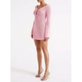 thumbnail image 3 of Yunliwuli Women Knit Dress, Long Sleeve V Neck Backless Hollowed Solid Sheer Dress Mini Dress Clubwear, 3 of 7