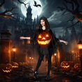 thumbnail image 3 of Poncho Jack-O-Lantern de Costume Fun World para mujer, Halloween, 3 of 5