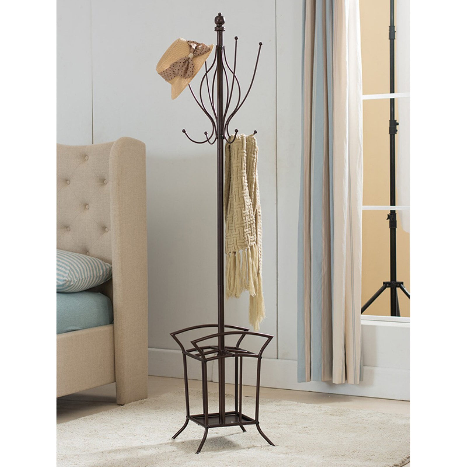 K & B Furniture Metal Coat Rack with Umbrella Stand 69H in.