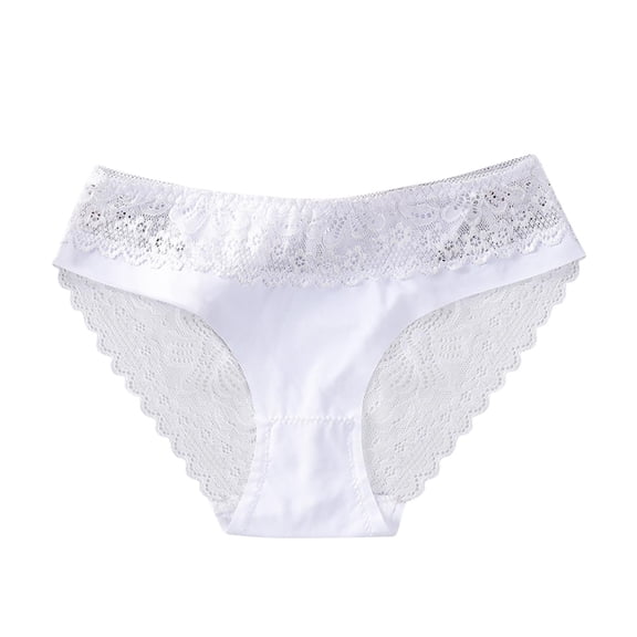 Panties for Women,Low Waist Lace Briefs for Women Solid Bow Detail Panties Comfortable Everyday Underwear,Womens Underwear,White,XL