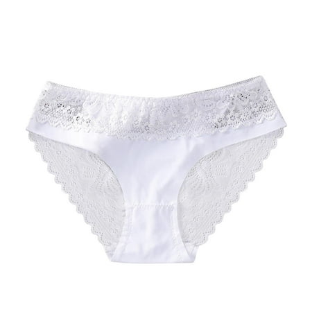 

3-Pack Womens Underwear Solid Underpants Bow Panties Low Waist Lace Briefs Underwear