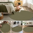 thumbnail image 6 of Olive Green 8ft Round Rug, Farmhouse Solid Green Color Modern Art Non-Skid Rubber Backing Large Area Rugs - Living Room Bedroom Home Office, Indoor Floor Mat Carpets Washable Rug, 6 of 9