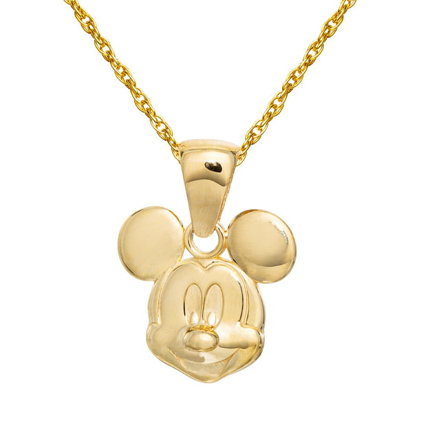 Disney - Disney 14K Solid Yellow Gold Mickey Mouse Pendant Necklace, 18