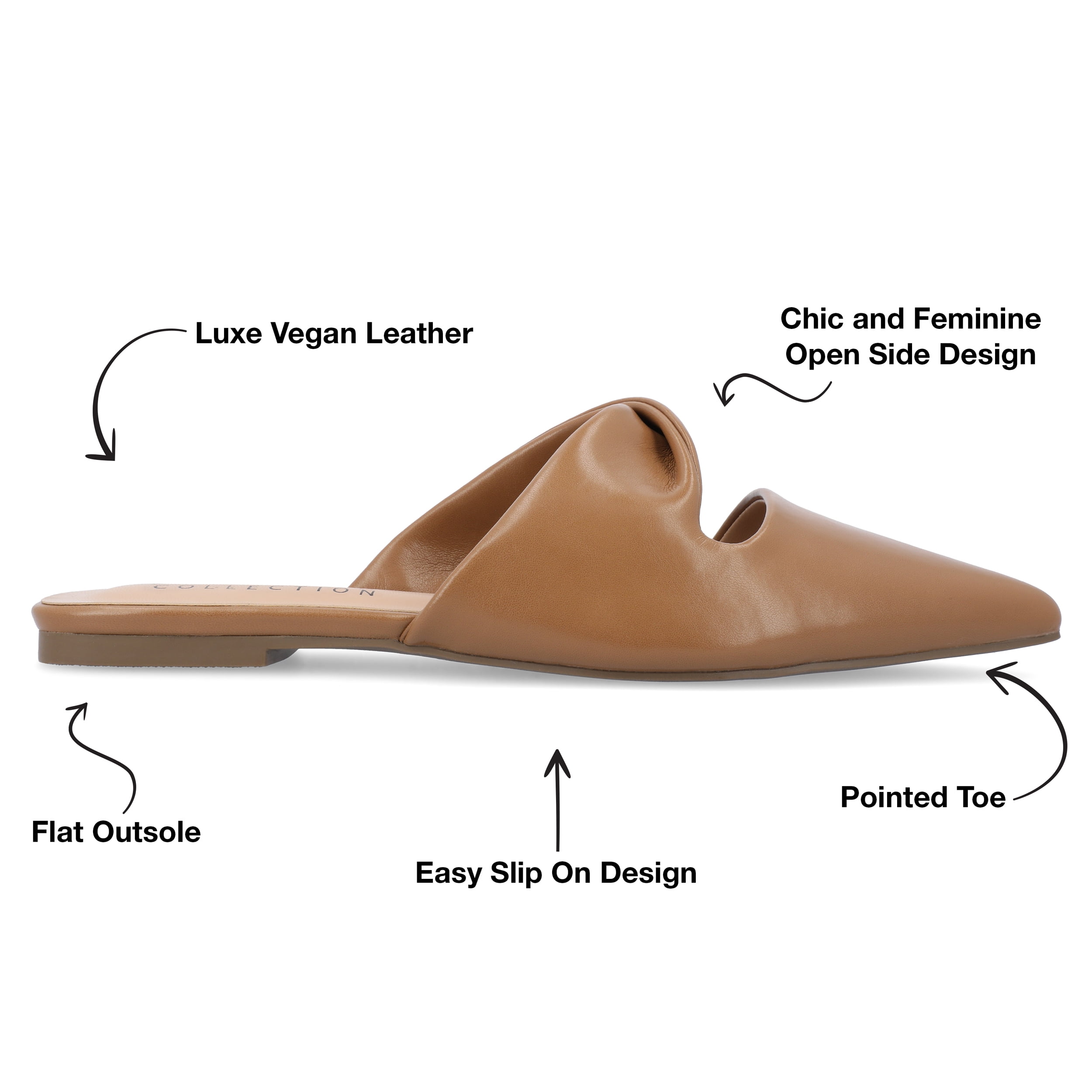 Journee Collection Womens Enniss Faux Leather Pointed Toe Mules